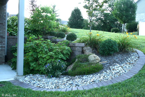 Oakleaf Hydrangia with retaining wall