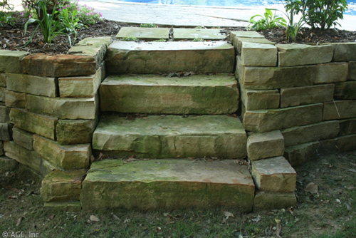 stone steps with cheek walls