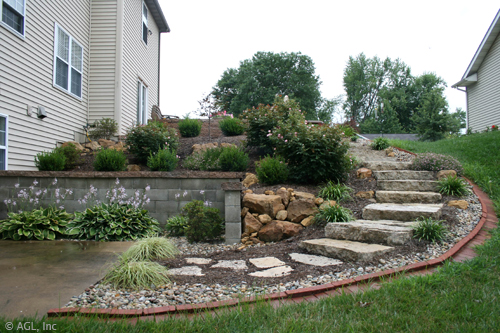 custom landscaping with stone steps